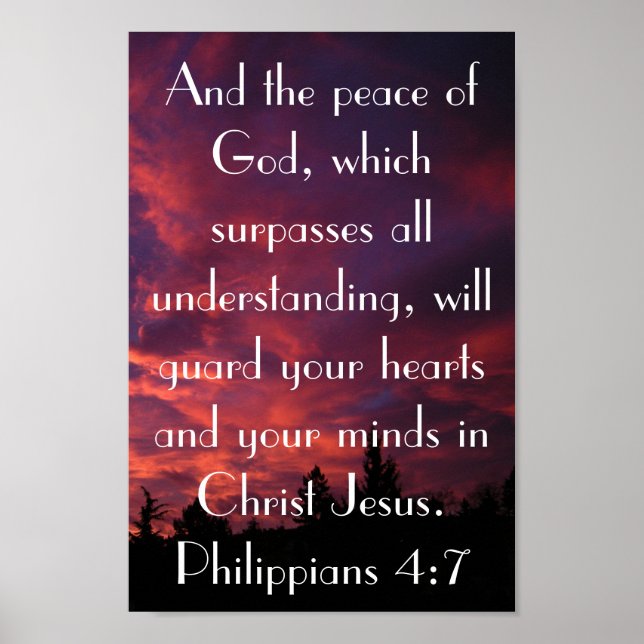 Poster Paix de Dieu verset de la Bible Philippiens 4:7 (Devant)