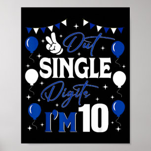Poster Paix dehors chiffres simples J'ai 10 ans 10e anniv