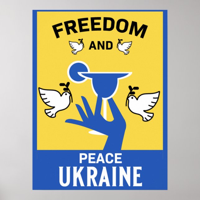 Poster Paix En Ukraine - Amour Et Soutien À Un Grand Cof (Devant)