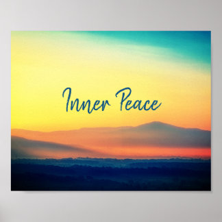 Poster Paix intérieure Beau coucher de soleil de montagne