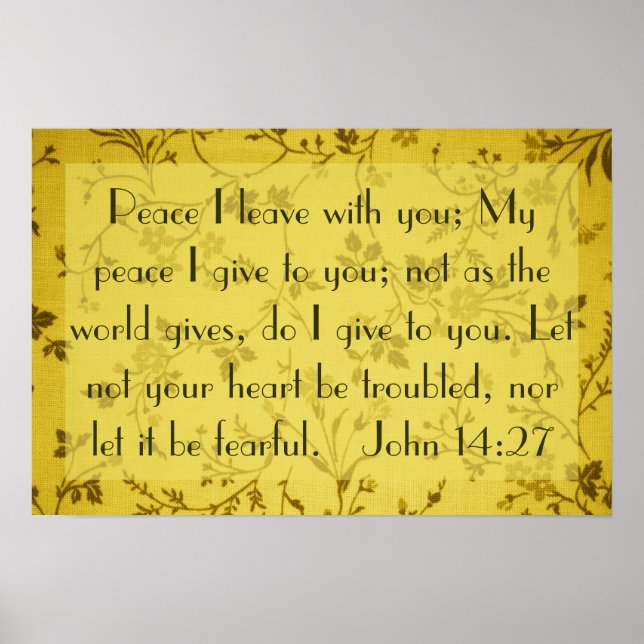 Poster Paix Je pars avec vous verset biblique Jean 14:27 (Devant)