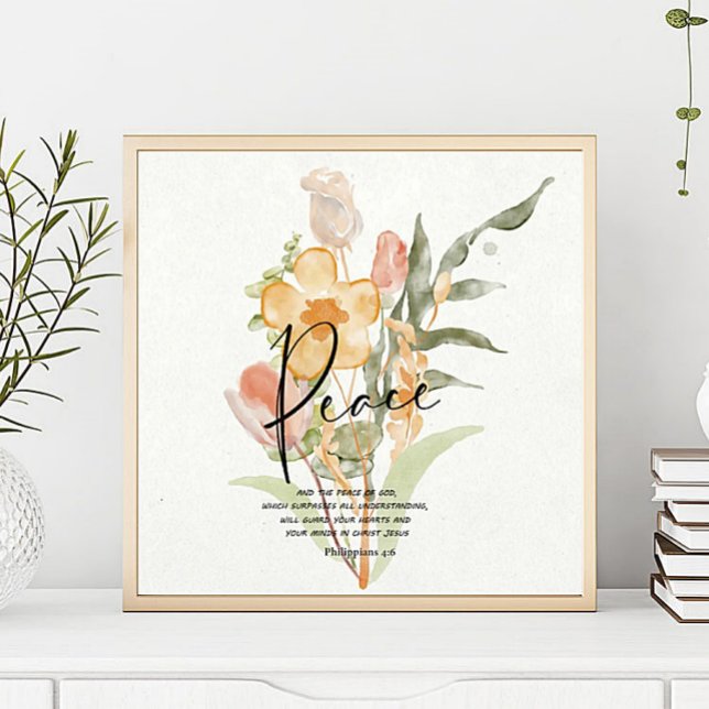 Poster Paix-Philippiens 4:6 floral orange (Créateur téléchargé)