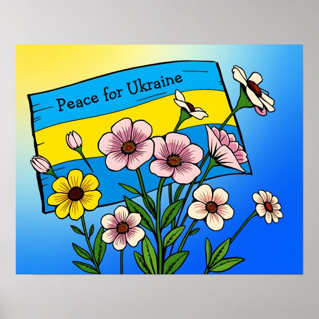 Poster Paix pour l'Ukraine | Drapeau ukrainien (Devant)