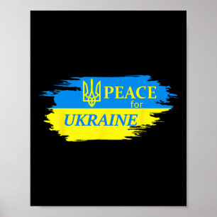 Poster Paix pour l'Ukraine Drapeau ukrainien Logo Ukraine