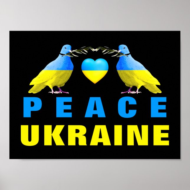 Poster Paix Pour L'Ukraine - Liberté - Coeur De La Colomb (Devant)