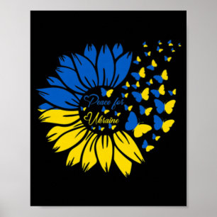 Poster Paix pour l'Ukraine tournesol ukrainien papillon U