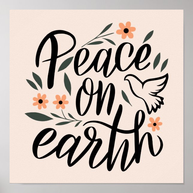 Poster Paix sur Terre Design Floral (Devant)
