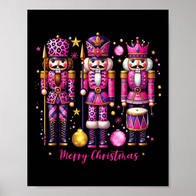 Poster Pajama de Noël 2024 de Noël rose Léopard (Devant)