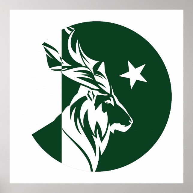 Poster Pakistan Markhor Pakistan drapeau animal national  (Devant)