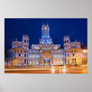 Poster Palacio de Comunicaciones la nuit à Madrid
