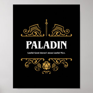 Poster Paladin Classe Tabletop Jeu RPG