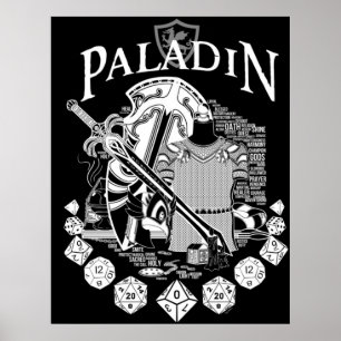 Poster Paladin de la série RPG - Texte blanc