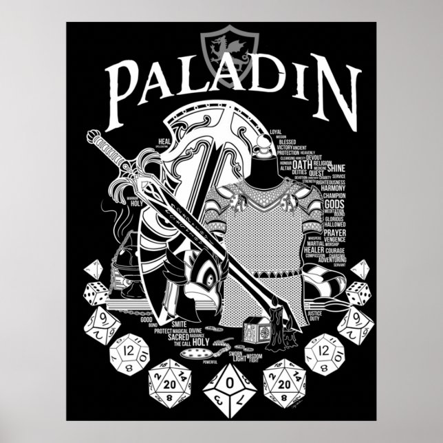 Poster Paladin de la série RPG - Texte blanc (Devant)