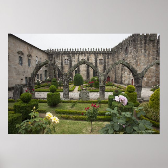 Poster Palais De L'Archevêque De Braga Avec Jardin (Devant)
