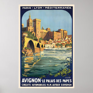 Poster Palais des Papes Avignon France Voyage Vintage