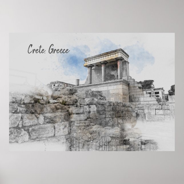 Poster Palais Knossos, Héraklion, Crète, Grèce (Devant)