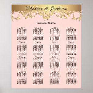 Poster Pale Blush et Gold Design - 16 Seating Chart