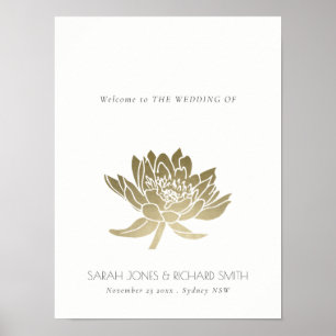 POSTER PALE GLAMOREUX OR BLANC LOTUS MARIAGE FLORAL