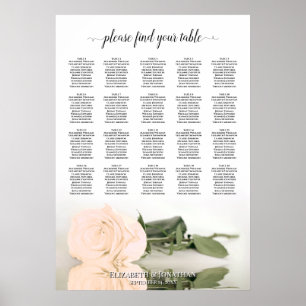 Poster Pale Peach Rose 20 Table Wedding Seating Chart