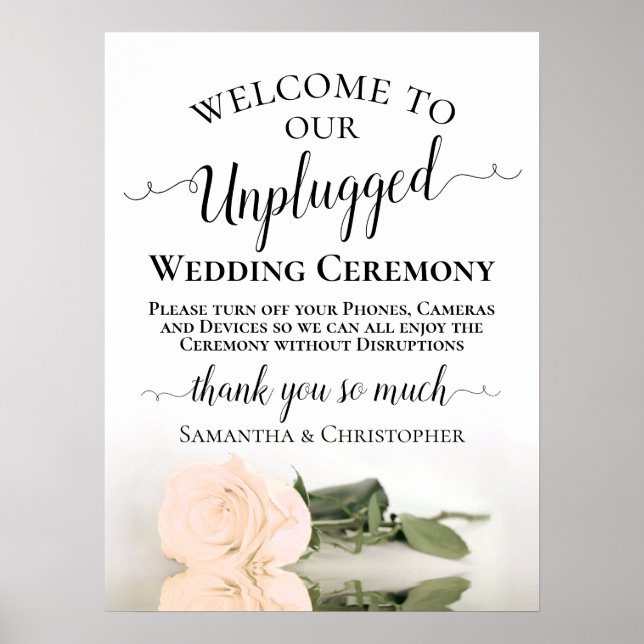 Poster Pale Peach Rose Stylish Unplugged Mariage Cerememy (Devant)