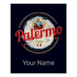 Poster Palerme Capitale De Sicile Italie Souvenir Vintage