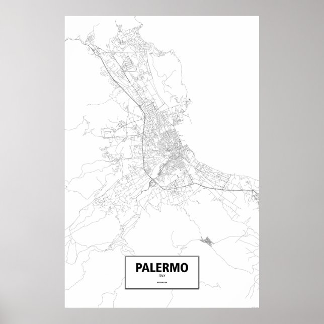 Poster Palerme, Italie (noir sur blanc) (Devant)