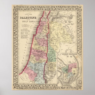 Poster Palestine, Jérusalem Carte par Mitchell