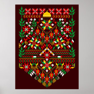 Poster Palestine Tatreez Broderie traditionnelle