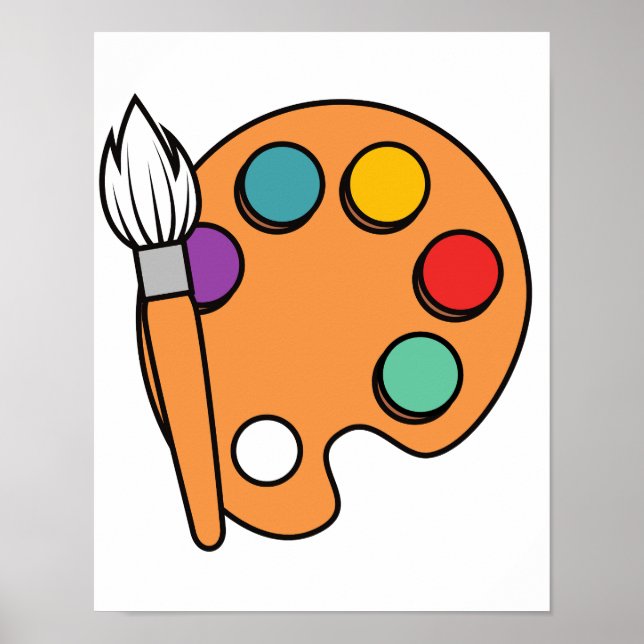Poster 🎨 palette de couleurs et pinceau - Artistique imp (Devant)