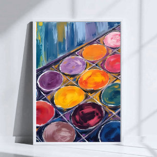 Poster Palette de peintre Peintre à l'aquarelle