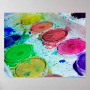 Poster Palette de peinture à aquarelle multicolore