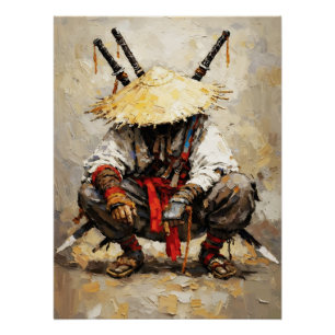 Poster Palette de samouraï au repos Couteau Orange Impast