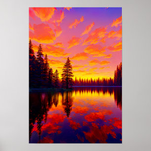 Poster Palette du coucher de soleil, Gold et Red Sky sur