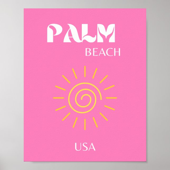Poster Palm Beach, Art Voyage, Preppy, Rose (Devant)