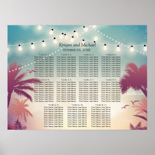 Poster Palm Beach Chaîne Lumières Mariage Sièges Graphiqu