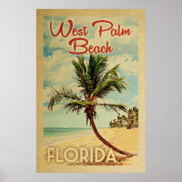 Poster Palm Beach Ouest Palm Tree Vintage
