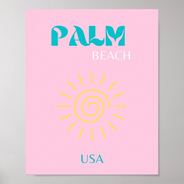 Poster Palm Beach, Preppy, Art Preppy, Rose (Devant)