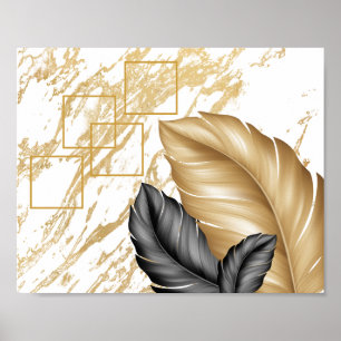 Poster Palm noir et or Feuilles Tropical Printable Art