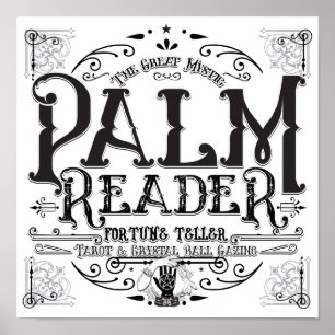 Poster Palm Reader Magie Vintage Fortune Teller Halloween