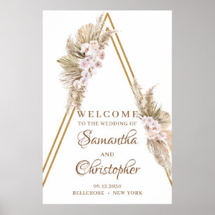 Poster Palm Séché tendance Pampas Grass Dusty Rose Accuei