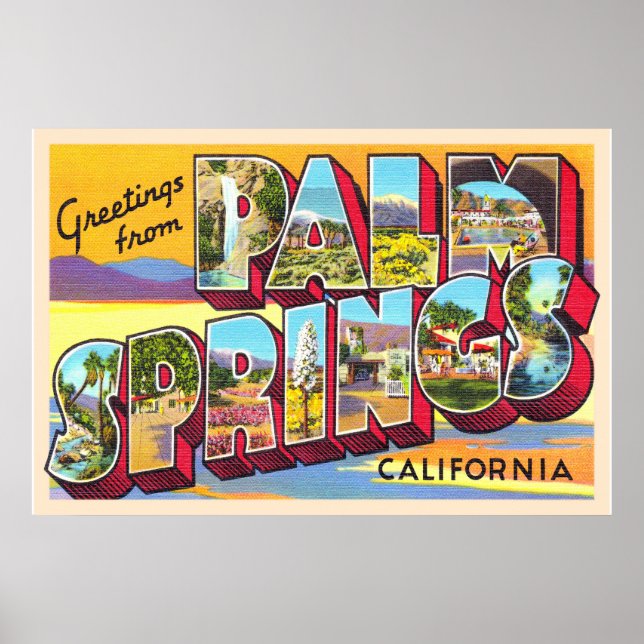 Poster Palm Springs California CA Grande Lettre carte pos (Devant)