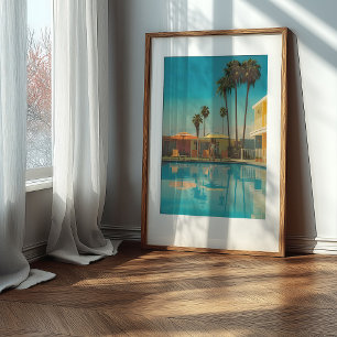 Poster Palm Springs Chic : Piscine Motel Vintage Du Milie