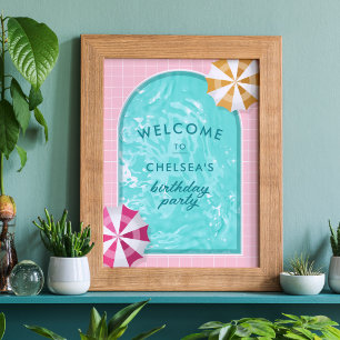 Poster Palm Springs Pool Party Rose Adulte Anniversaire