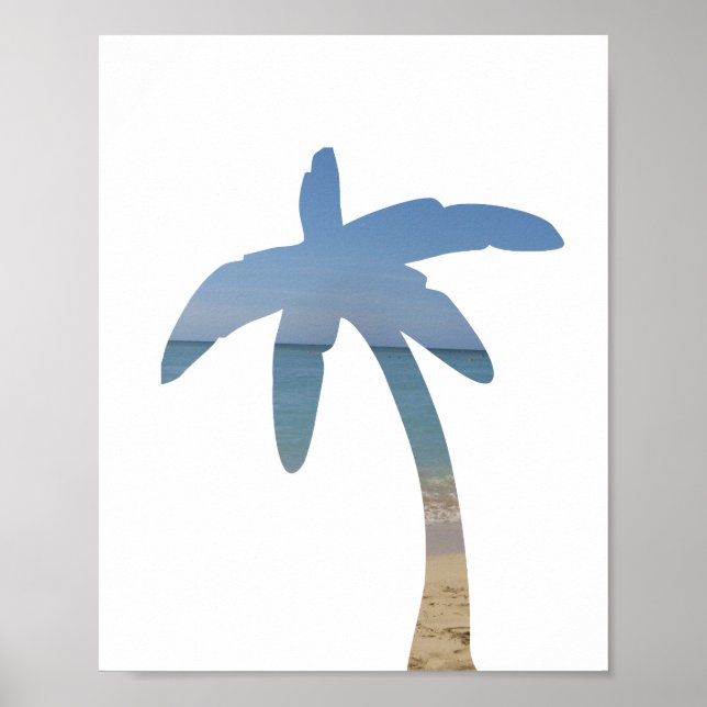 Poster Palm Tree Beach Ocean Photo Art Imprimer (Devant)