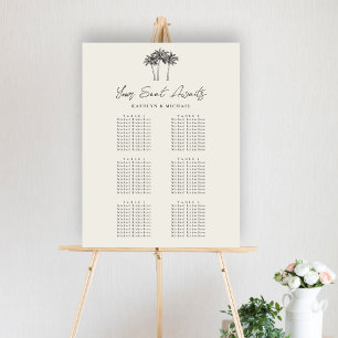 Poster Palm Tree Beach Wedding 6 Table Seating Chart