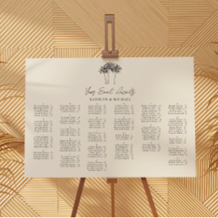 Poster Palm Tree Destination Mariage Siège Alphabétique
