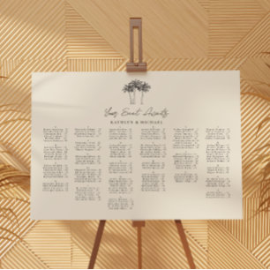 Poster Palm Tree Destination Mariage Siège Alphabétique