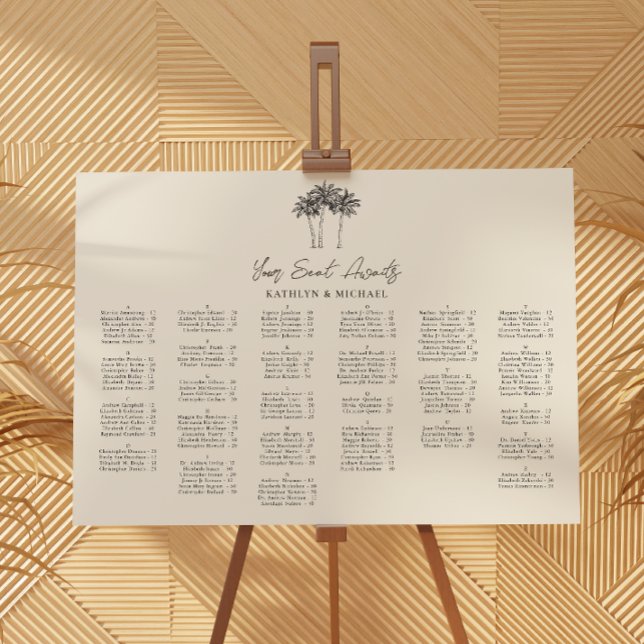 Poster Palm Tree Destination Mariage Siège Alphabétique (Créateur téléchargé)