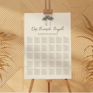Poster Palm Tree Modern Mariage 30 Table Seating Chart