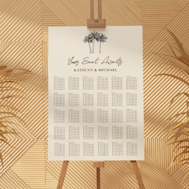 Poster Palm Tree Modern Mariage 30 Table Seating Chart (Créateur téléchargé)